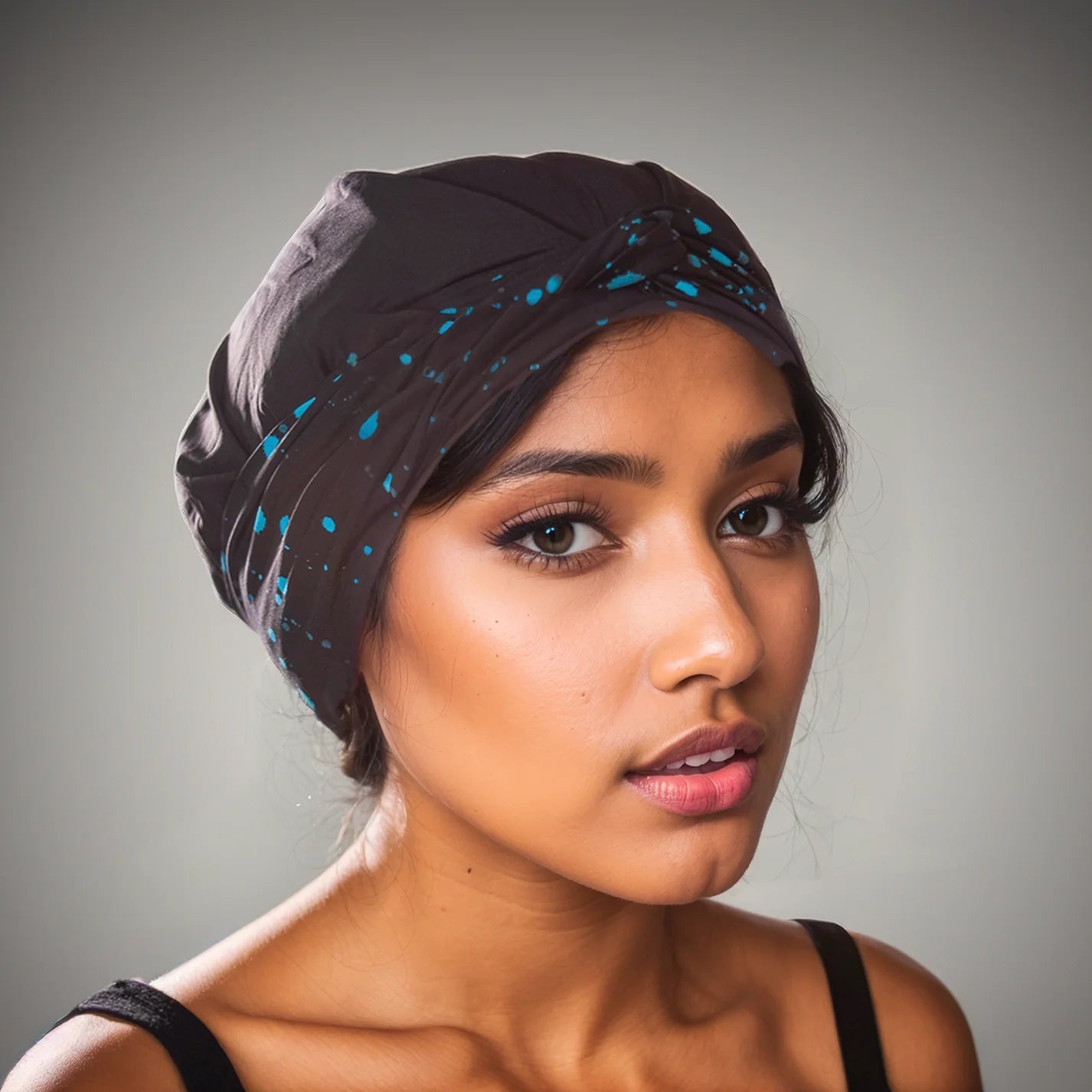 Hair Turban in Black Splatter | D'Hair
