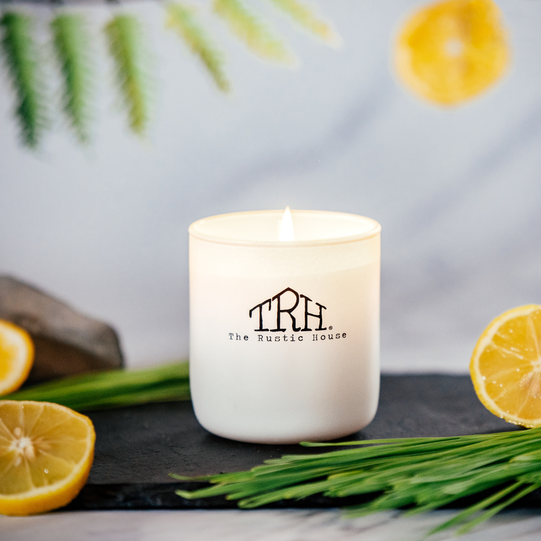 Lemongrass + Sage Glass Candle | The Rustic House