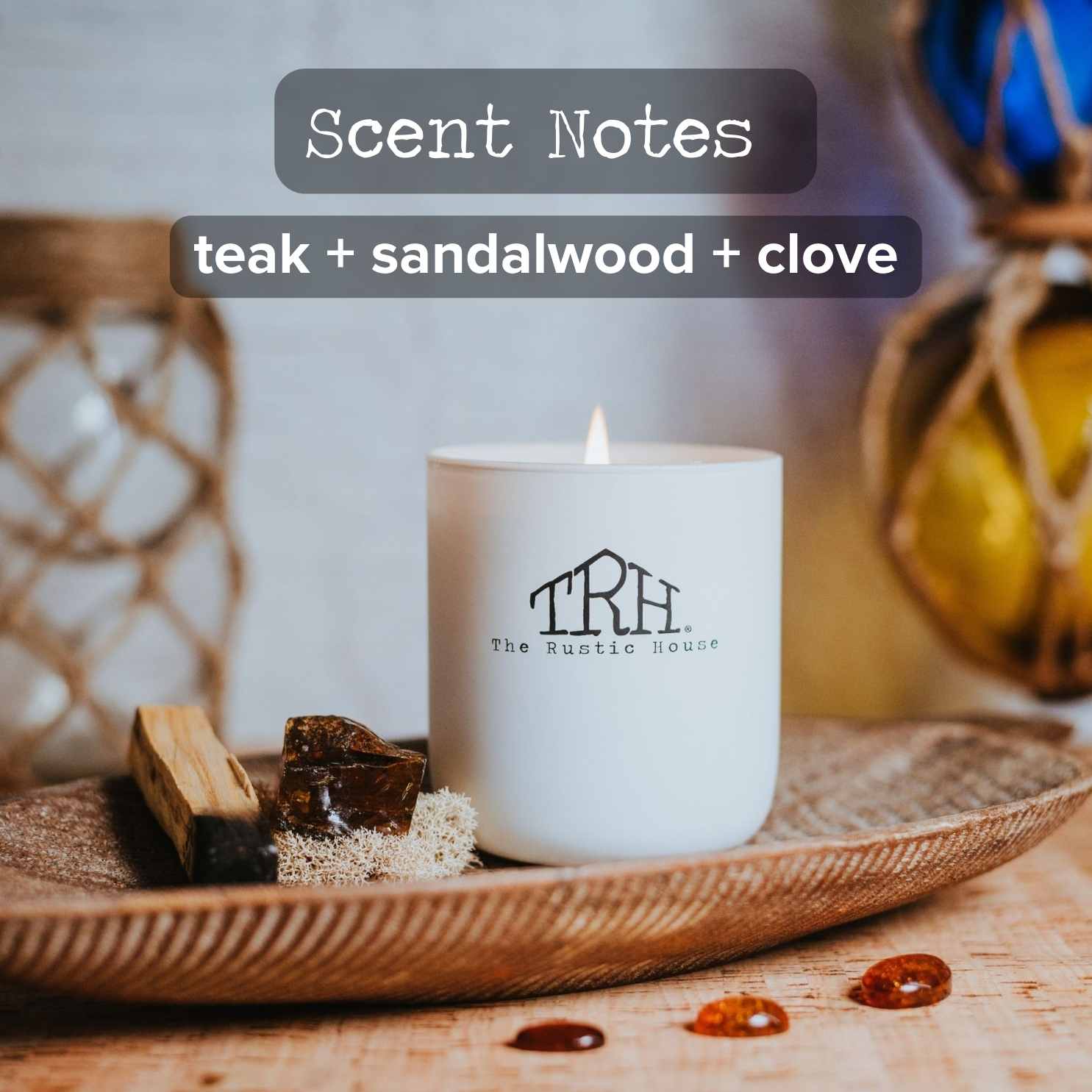 Teakwood Glass Candle | The Rustic House