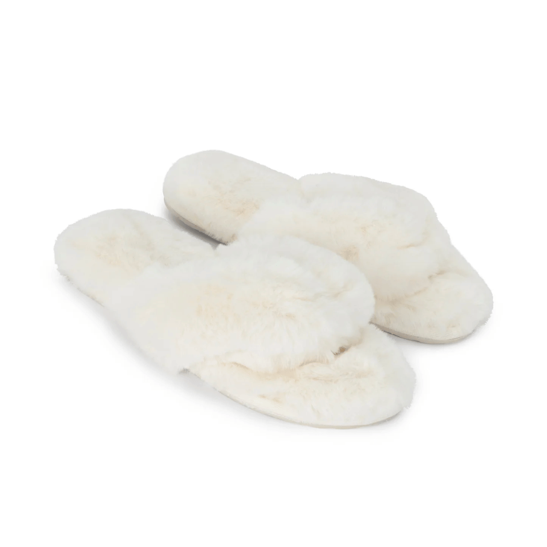 Waterfront Solid Faux Fur Flip-Flop - White | Lemon