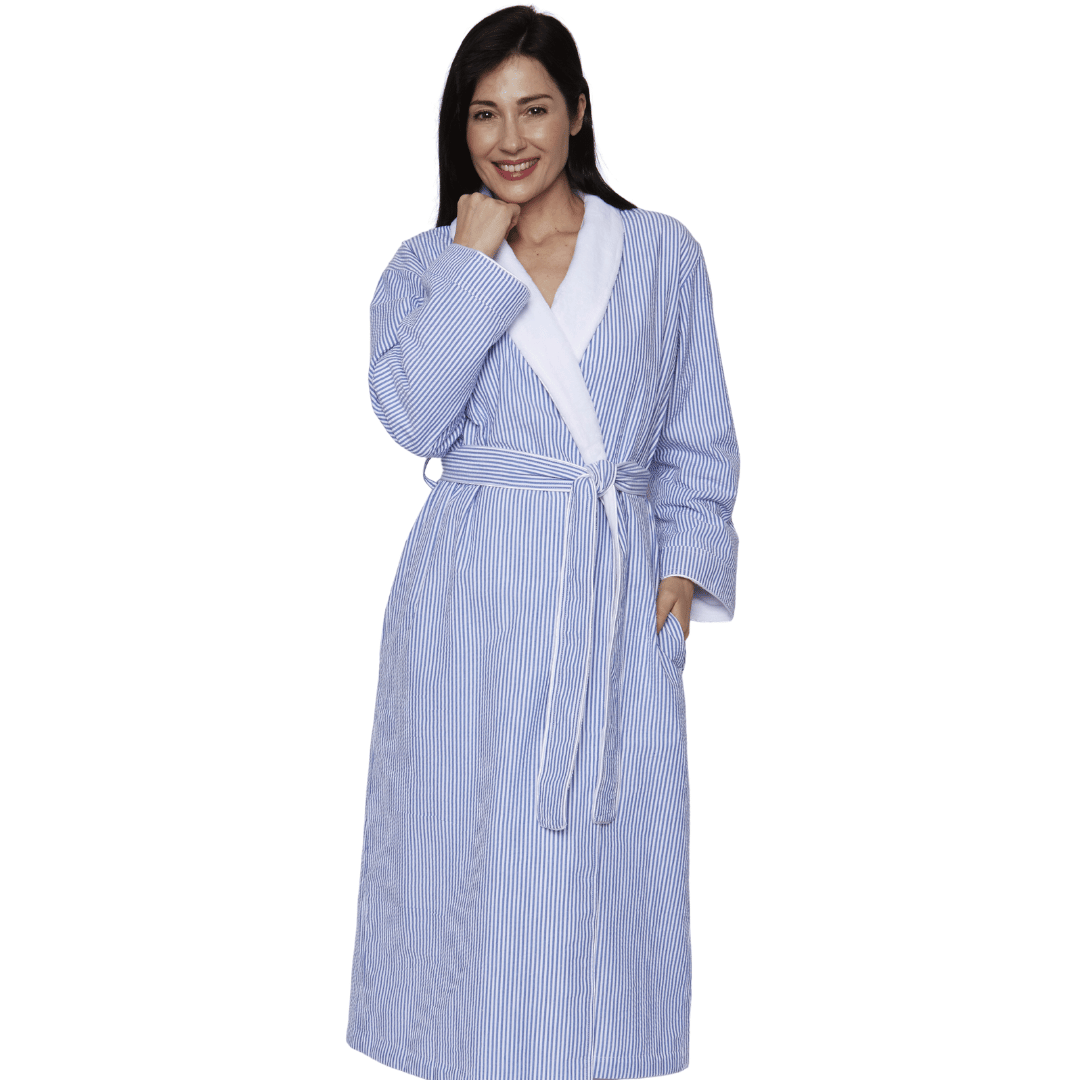 Seesucker Shimmer Lined Robe | Mansfield