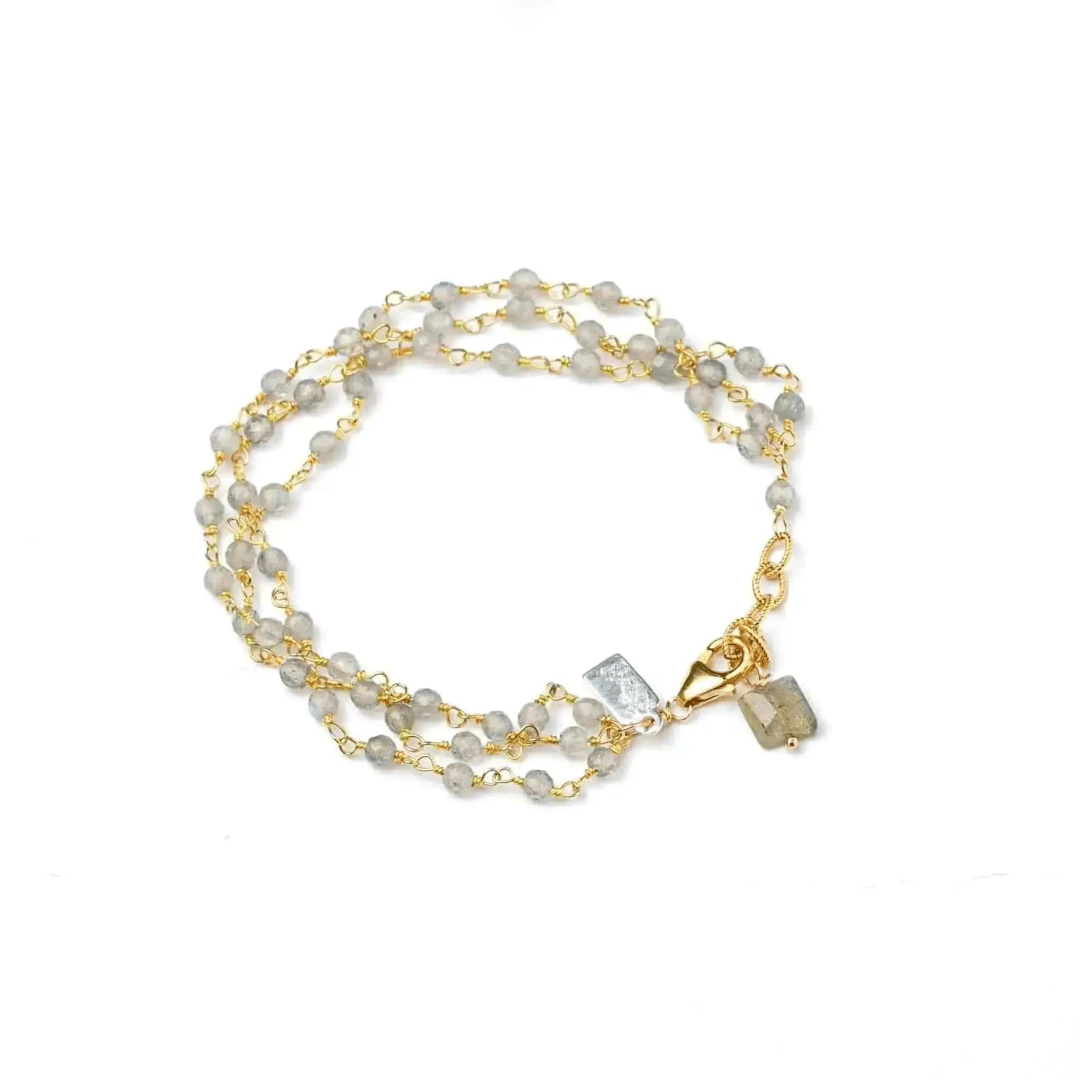 Triple Row Gemstone Labradorite Bracelet | Liv & B
