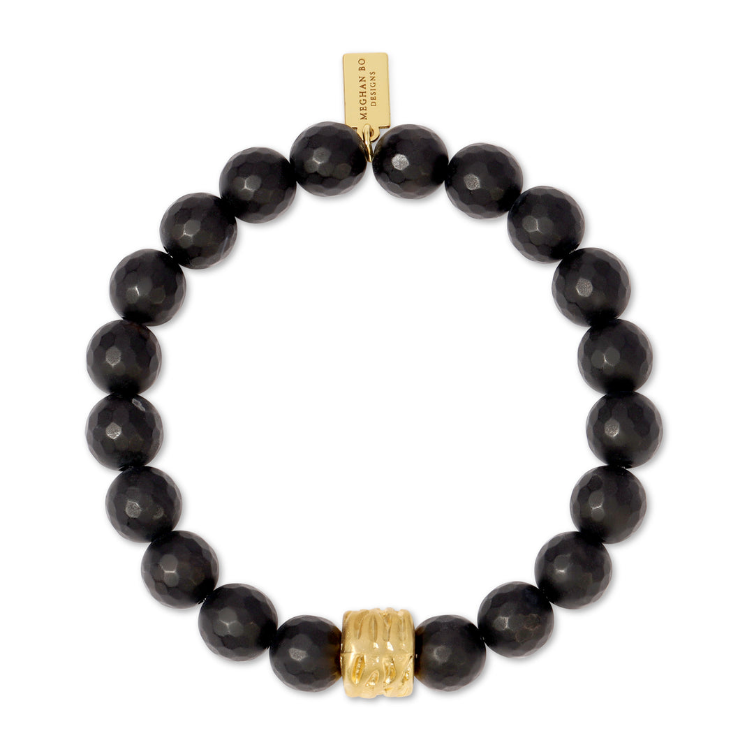 Matte Black Beaded Stretch Bracelet | Meghan Bo