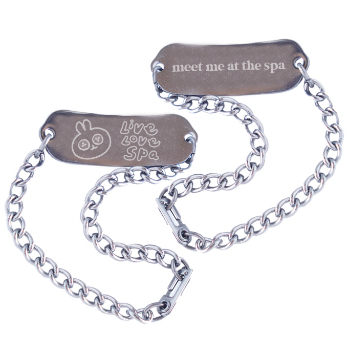 Reversible Engraved ID Bracelet (unisex) - Cute Spa Bunny | Lucky Owl