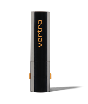 Black sleek tube of Invisible Sunscreen Face Stick SPF 45 | Vertra with minimalist orange branding, designed for convenient skincare and effective sun protection on the go.