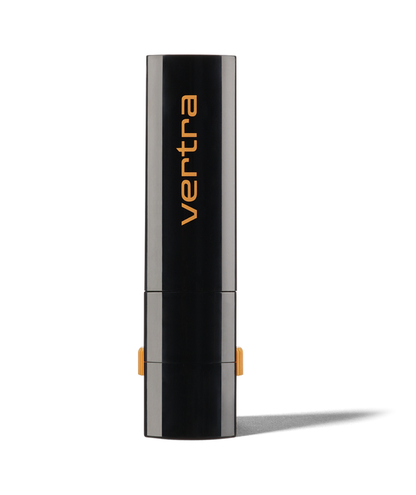 Black sleek tube of Invisible Sunscreen Face Stick SPF 45 | Vertra with minimalist orange branding, designed for convenient skincare and effective sun protection on the go.