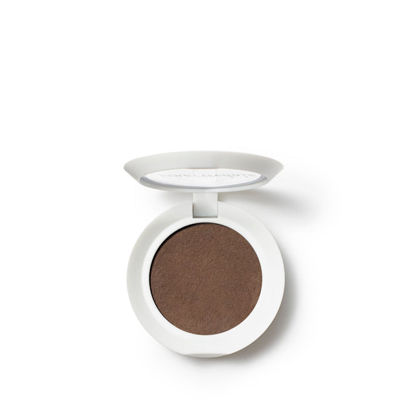 Open compact of PureBrow Brow Powder | Jane Iredale in a rich brown shade, designed for natural-looking eyebrow definition and enhancement.