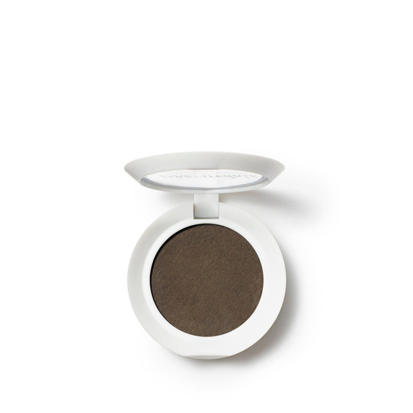 Open compact of PureBrow Brow Powder | Jane Iredale in a medium brown shade for natural eyebrow enhancement and definition.