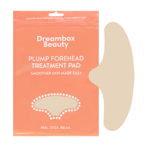 Dreambox Beauty Skin Plumping Reusable Forehead Pad designed for skincare, promoting smoother skin and a glowing complexion with easy application and relaxation.