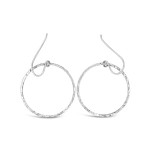 Minimalist silver textured hoop earrings with delicate hooks, designed as Ferris Wheel Earrings | Little Sparkles for a subtle and elegant accessory.