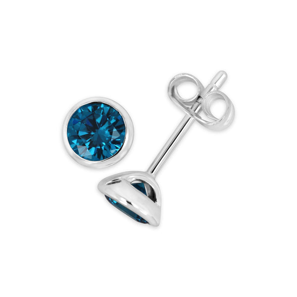 Jelly Tots Earrings | LIttle Sparkles featuring round blue gemstones set in polished silver stud backs for a sleek and elegant look.