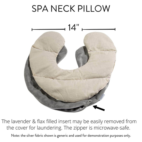 Neck Pillow - Arctic Circle Lavender | Sonoma Lavender in beige and gray with removable lavender and flax filled insert, featuring a microwave-safe zipper for wellness and recovery use.