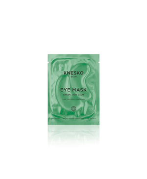 Single-use Green Jade Eye Mask | KNESKO in a sleek green sachet designed for calming and revitalizing delicate skin around the eyes with soothing skincare benefits.