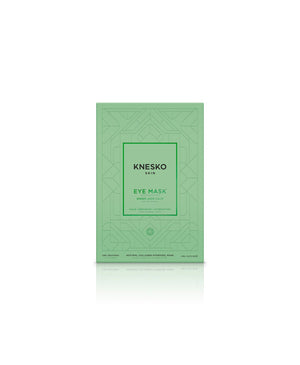 Green Jade Eye Mask | KNESKO packaging in soft green, promoting skincare and wellness with a natural collagen hydrogel formulation for refreshing eye care ritual.