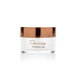 Hydraluxe Firming Gel Mask | Osmosis in a clear jar with a rose gold lid, a luxurious skincare product designed for firming and hydrating the skin.