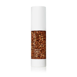 HydroPure™ Tinted Serum with Hyaluronic Acid & CoQ10 | Jane Iredale in a sleek white bottle featuring visible serum beads, designed for skincare enhancement and hydration.