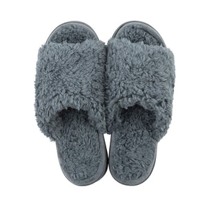 Anywhere Berber Slide | Lemon in gray, featuring a plush, soft textured upper and cushioned sole designed for indoor comfort and relaxation.