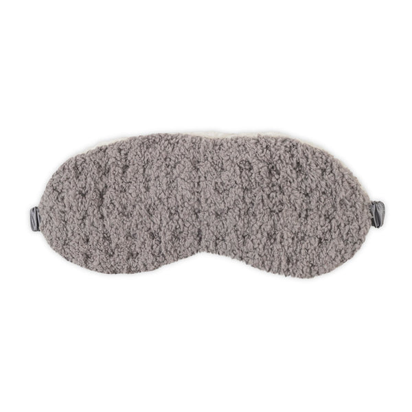 Plush grey sherpa sleep mask with textured waffle design, complementing the 3pc Women's Sherpa Lined Cozy Waffle Set | Lemon for ultimate relaxation and comfort.