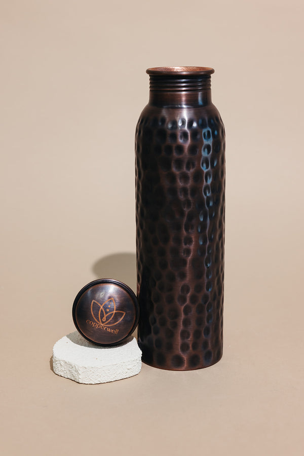 Smoky Hammered Copper Bottle (34oz) | Lucky Owl