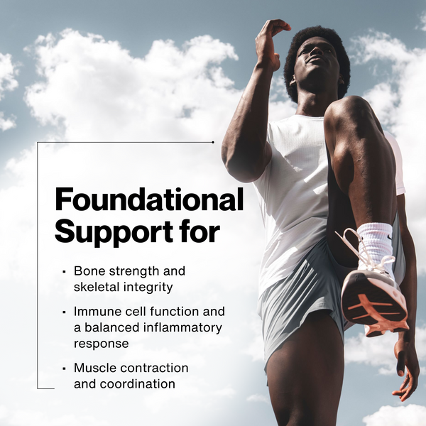 Vitamin D3 2000 IU supplement with athlete outdoors and foundational support for bone strength immune function muscle contraction and coordination