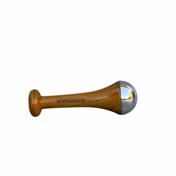 Kansa Wand Face | Shankara wooden facial massage tool with a smooth rounded metal tip, designed for skincare and wellness rituals.