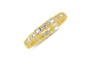 Delicate gold band adorned with square and round clear stones in a vintage-inspired design, showcasing the Serene Beauty Ring | Little Sparkles with elegant shimmer.