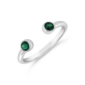 Jelly Tots Ring | Little Sparkles featuring an open silver band with two green gemstone accents for a delicate and modern look.