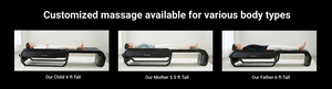 Three different people of varying heights using the CERAGEM V6 Therapeutic Thermal Home Massager | Ceragem, demonstrating customized massage options for various body types.