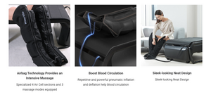 Close-up images showcasing the CERAGEM V6 Therapeutic Thermal Home Massager | Ceragem with airbag technology for an intensive massage, blood circulation boost, and sleek, modern design.