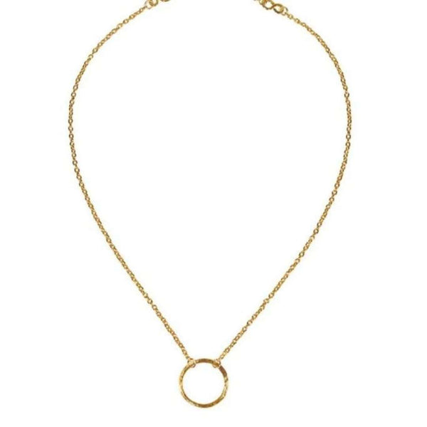 Minimalist gold chain necklace featuring a textured circular pendant, elegant and versatile design for everyday wear, named Unity Necklace | Purpose Jewelry.