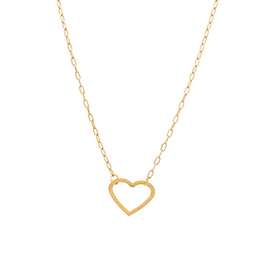Delicate gold chain necklace featuring a small, open heart silhouette pendant, elegant and minimalistic design for everyday wear, Follow Your Heart Silhouette Necklace (Small / Gold) | Love You More.