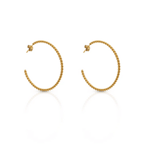 Pair of elegant twisted gold hoop earrings with post backs, styled as Monte Carlo Hoops (Gold) | Love You More, perfect for a refined and timeless look.