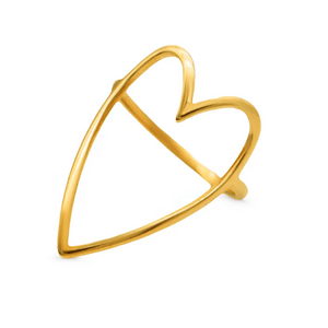 Minimalist open heart-shaped gold ring with a slender band, elegant and modern design, Silhouette Heart Ring (Gold) | Love You More.