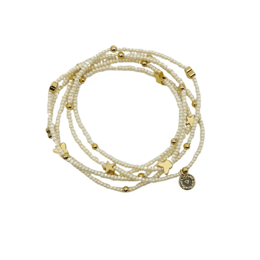 Wonder Wrap Bracelet (Cream Pearl & Gold Multi) | Love You More