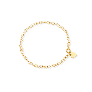Delicate gold-tone chain bracelet with small heart charm, elegantly designed as The Heart Chain Bracelet | Love You More, perfect for adding a subtle touch of love to any outfit.