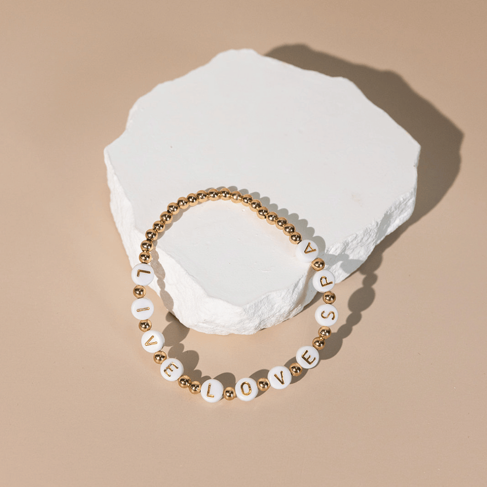 Wooden Beaded + Gold Bead 3 Bracelet Set - Live Love Spa | Lucky Owl