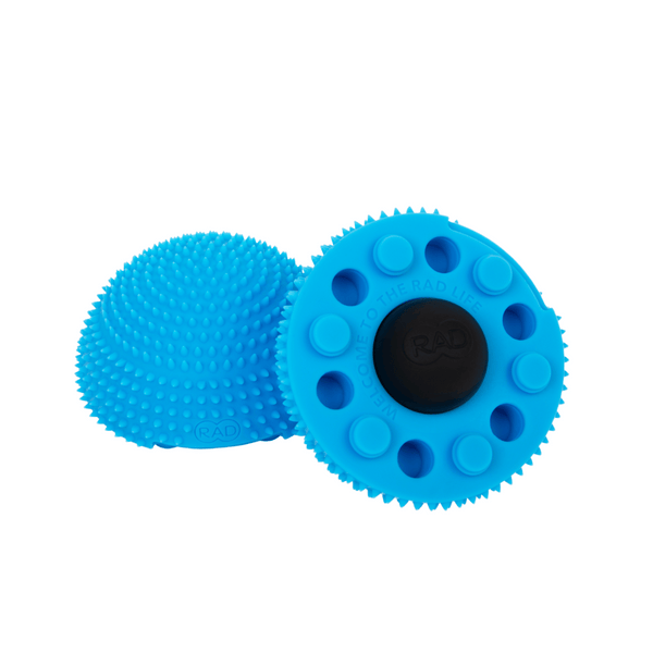 Neuro Ball | RAD in bright blue with textured surface designed for body care and recovery, a wellness device ideal for muscle relief and self-massage therapy.