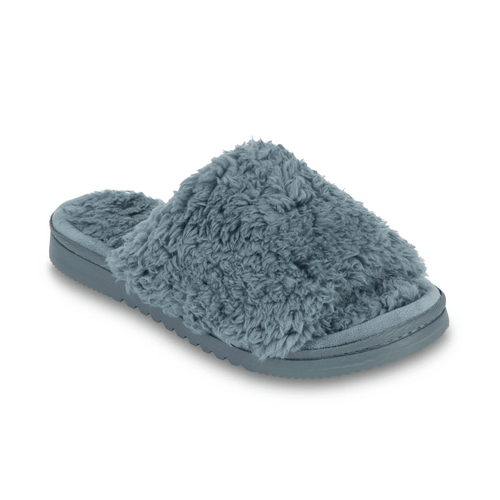 Anywhere Berber Slide | Lemon featuring a soft, textured, fluffy upper with a comfortable sole designed for indoor relaxation and cozy wear.