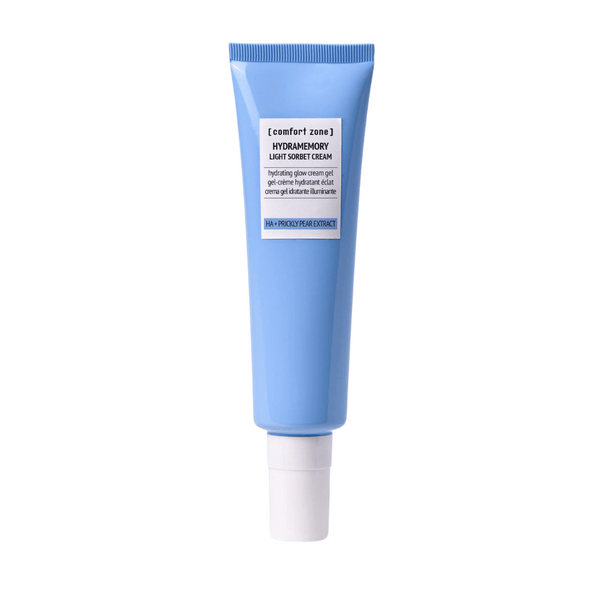 Hydramemory Light Sorbet Cream | [ comfort zone ] in a sleek blue tube, designed for hydrating skincare and enhancing skin moisture balance.