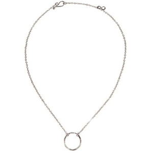 Delicate silver chain necklace featuring a simple circular pendant, showcasing minimalist elegance in the Unity Necklace | Purpose Jewelry design.