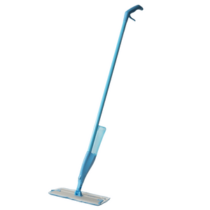 Blue microfiber spray mop with a refillable water tank and ergonomic handle designed for easy, efficient cleaning, featuring the Microfiber Spray Mop | Force of Nature.