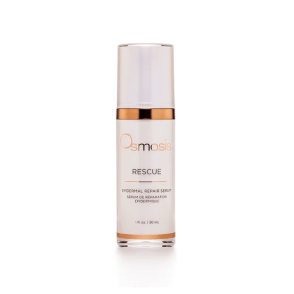 Rescue | Osmosis epidermal repair serum in a sleek white and gold bottle designed for skincare and skin recovery applications.