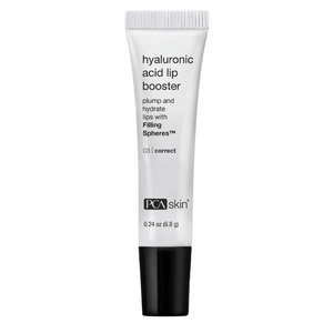 Tube of Hyaluronic Acid Lip Booster | PCA Skin with black cap, featuring hydrating formula to plump and hydrate lips with Filling Spheres technology.