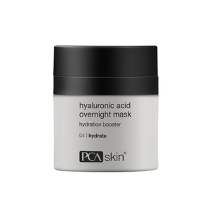 Container of Hyaluronic Acid Overnight Mask | PCA Skin hydration booster with black lid, designed for skincare hydration and overnight use.