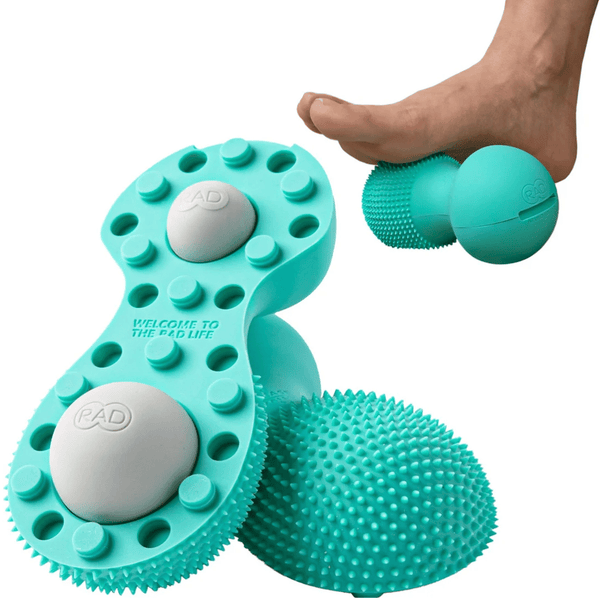 Neuro Roller | RAD in teal, a recovery tool with textured massage surfaces designed for foot and body care to support wellness and muscle relief.
