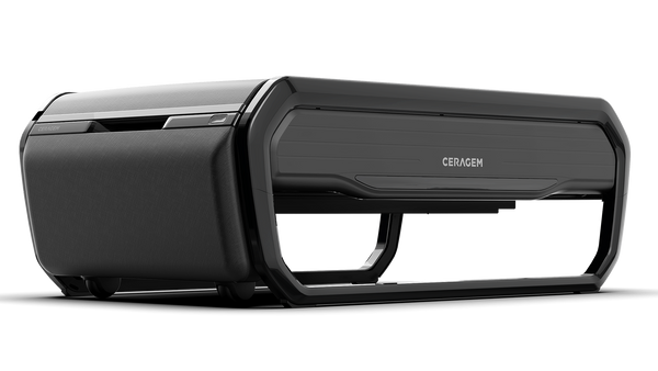 CERAGEM V6 Therapeutic Thermal Home Massager | Ceragem shown from a side perspective, highlighting its sleek black design and modern wellness device features for body care and recovery.