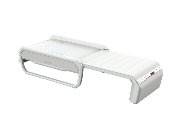 CERAGEM V6 Therapeutic Thermal Home Massager | Ceragem in modern white design, featuring a comfortable cushioned surface and sleek frame for advanced home wellness and body care.