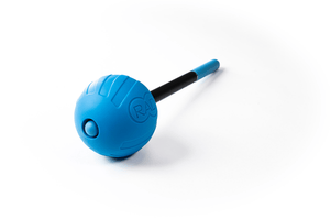 Blue RAD ATOM | RAD massage tool with a textured spherical head and black handle, designed for muscle recovery and body care wellness.