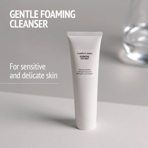 Gentle foaming cleanser tube designed for sensitive and delicate skin, presented with soft lighting and a minimalist background, featuring the Exotic Garden Kit | [ comfort zone ].