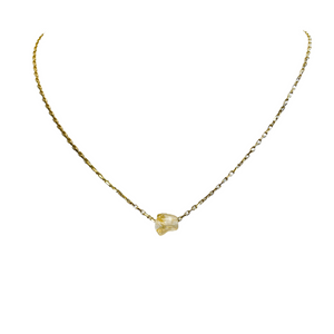 Delicate gold chain necklace featuring a small, light yellow birthstone pendant, designed as the Birthstone Necklace | Meghan Bo.
